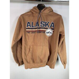 Prairie Mountain Alaska Embroidered with Patch, Brown Hoodie Size Small (S)